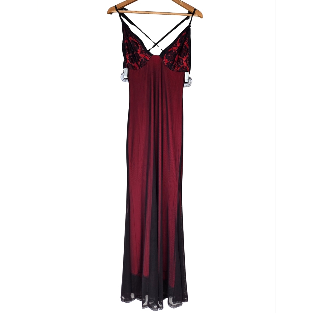 Lace Fairy Goth Y2K Punk Grunge Vampire Low VNeck Scarlet Strappy Low Back Dress